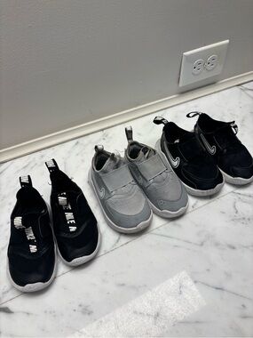 Nike Kids Slip-On Sneakers in Black and Gray - Set of 3